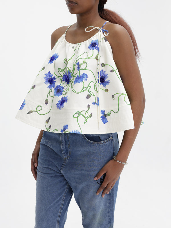 Stella Mccartney Top Floral Print Frill White