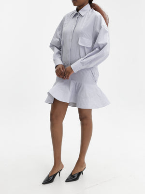Stella Mccartney Dress Shirt Stripe Peplum Ls Blue/White