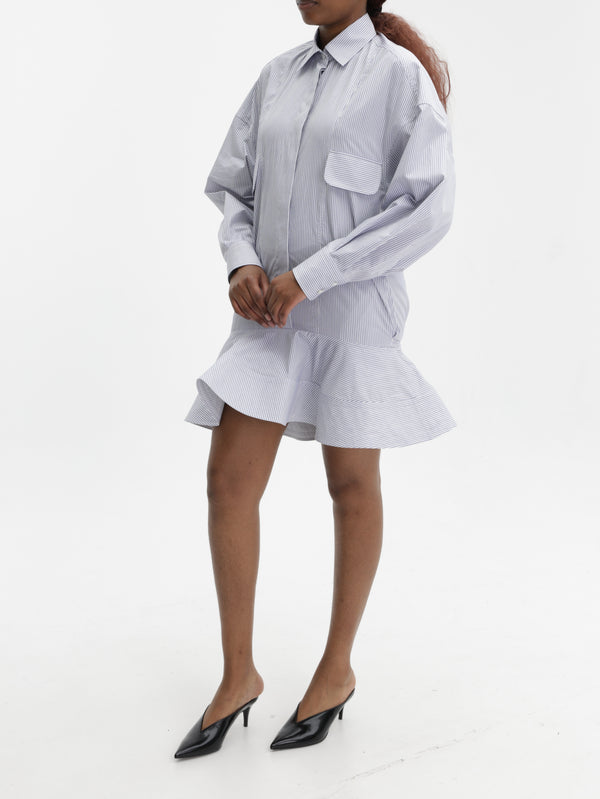 Stella Mccartney Dress Shirt Stripe Peplum Ls Blue/White