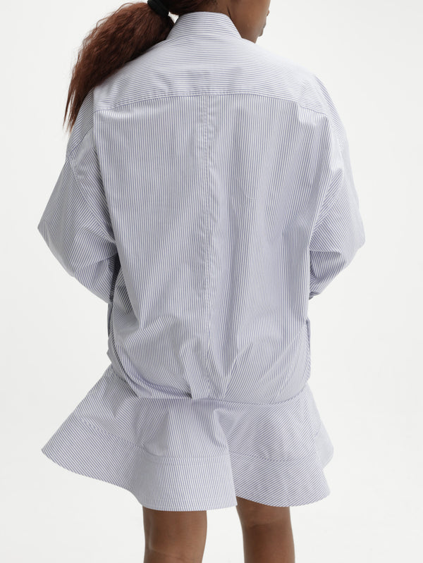 Stella Mccartney Dress Shirt Stripe Peplum Ls Blue/White