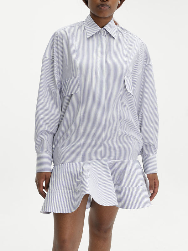 Stella Mccartney Dress Shirt Stripe Peplum Ls Blue/White