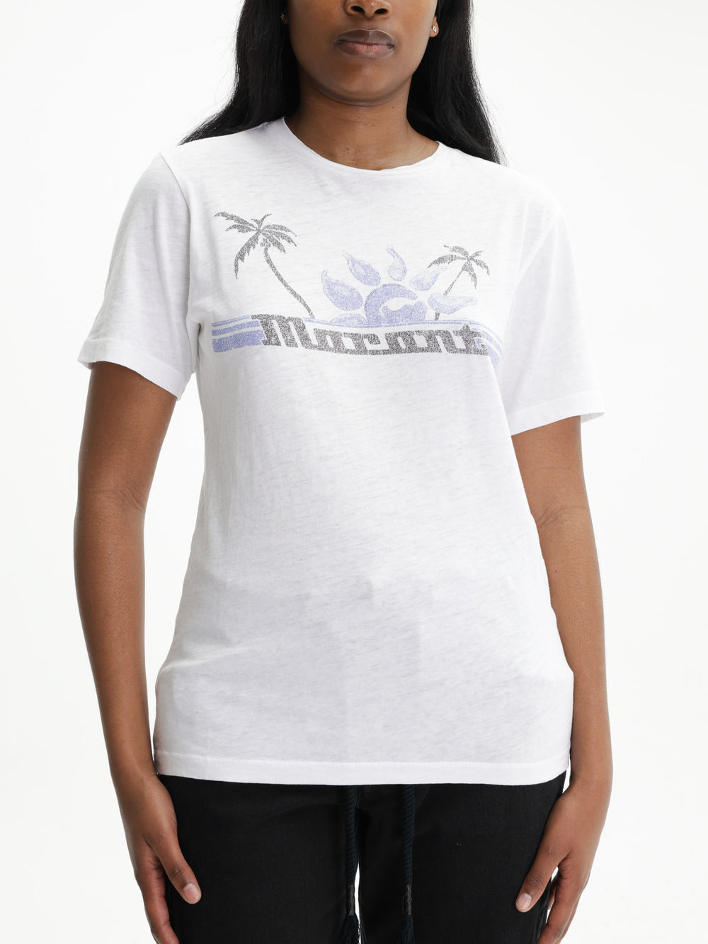 Isabel Marant T-Shirt Palm Tree Print Blue/White