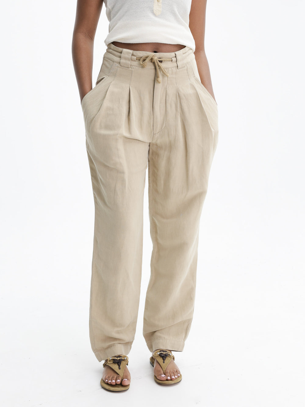 Isabel Marant Pants Drawstring Loose Fit Sand