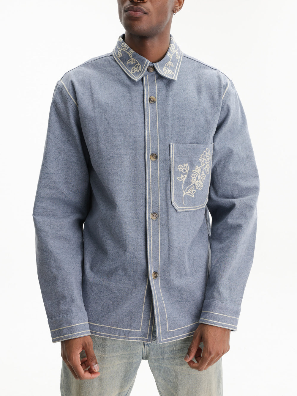 Isabel Marant Jacket Embroided Collar  Light Blue