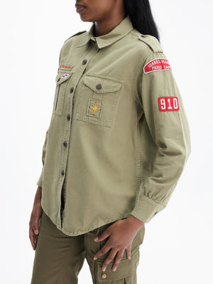 Isabel Marant Shirt Military Red Badges Khaki