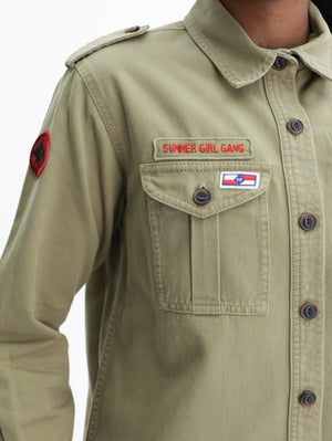 Isabel Marant Shirt Military Red Badges Khaki