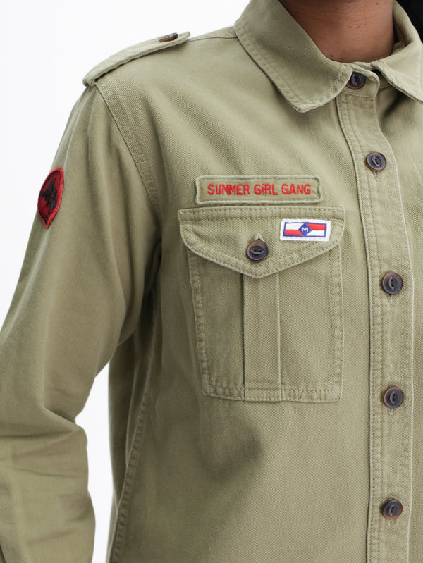 Isabel Marant Shirt Military Red Badges Khaki