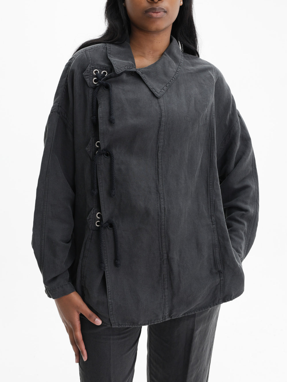 Isabel Marant Jacket Side Tie Up Denim Black