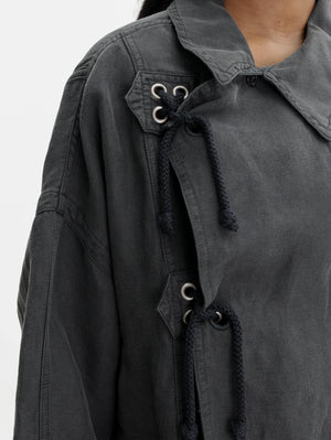 Isabel Marant Jacket Side Tie Up Denim Black
