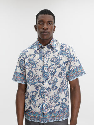 Etro Shirt Easy Ss Blue-Cream