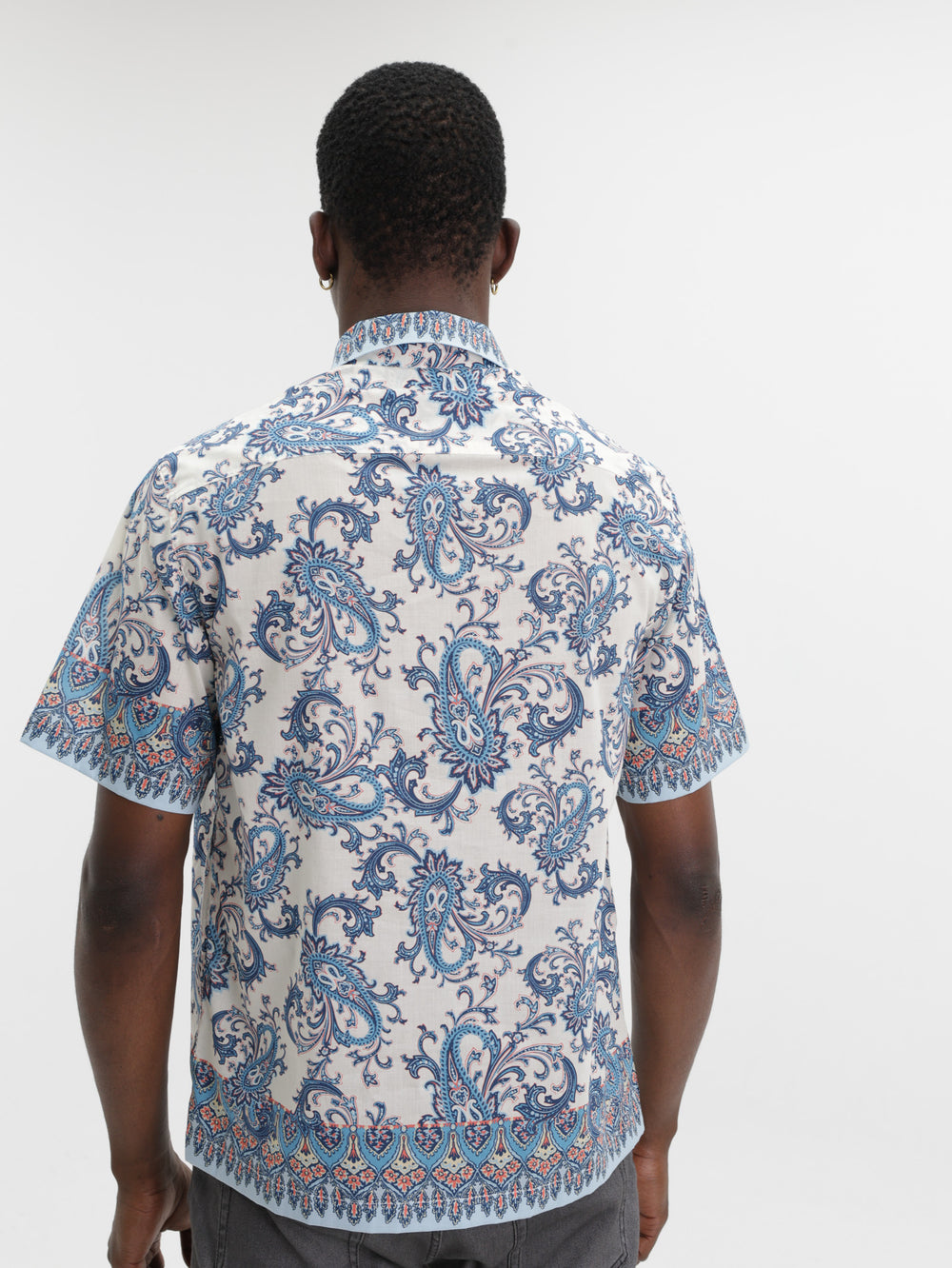 Etro Shirt Easy Ss Blue-Cream