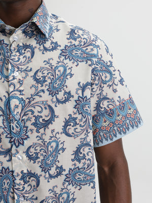 Etro Shirt Easy Ss Blue-Cream