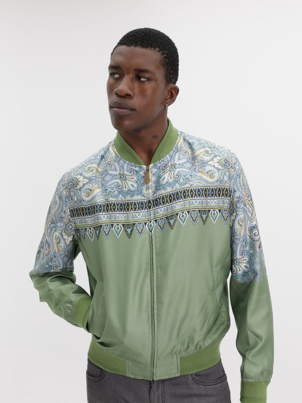 Etro Jacket Bomber Top Print Green