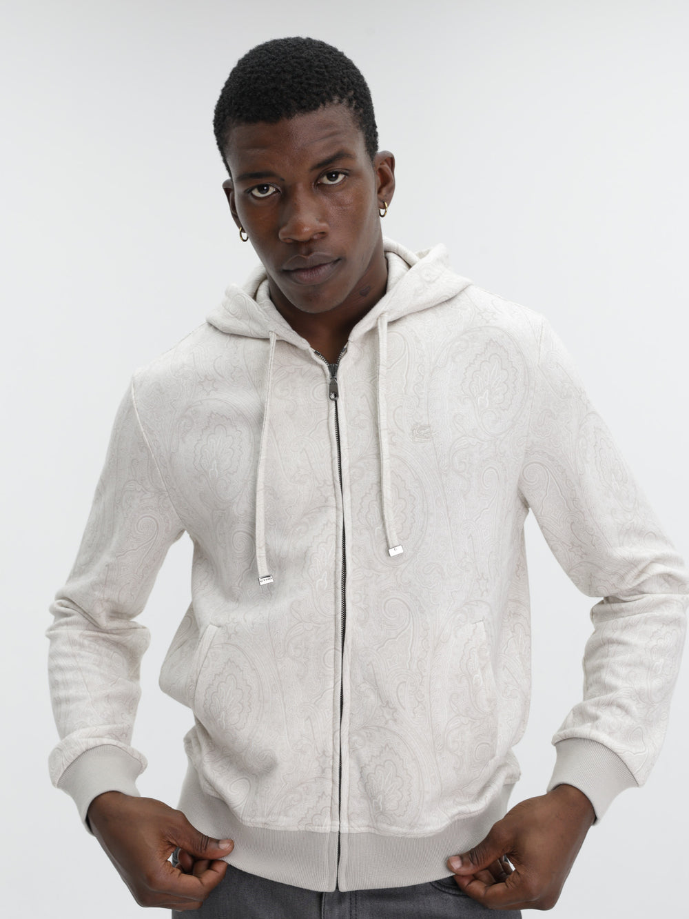 Etro Hoodie Zipped Welt Pockets Grey