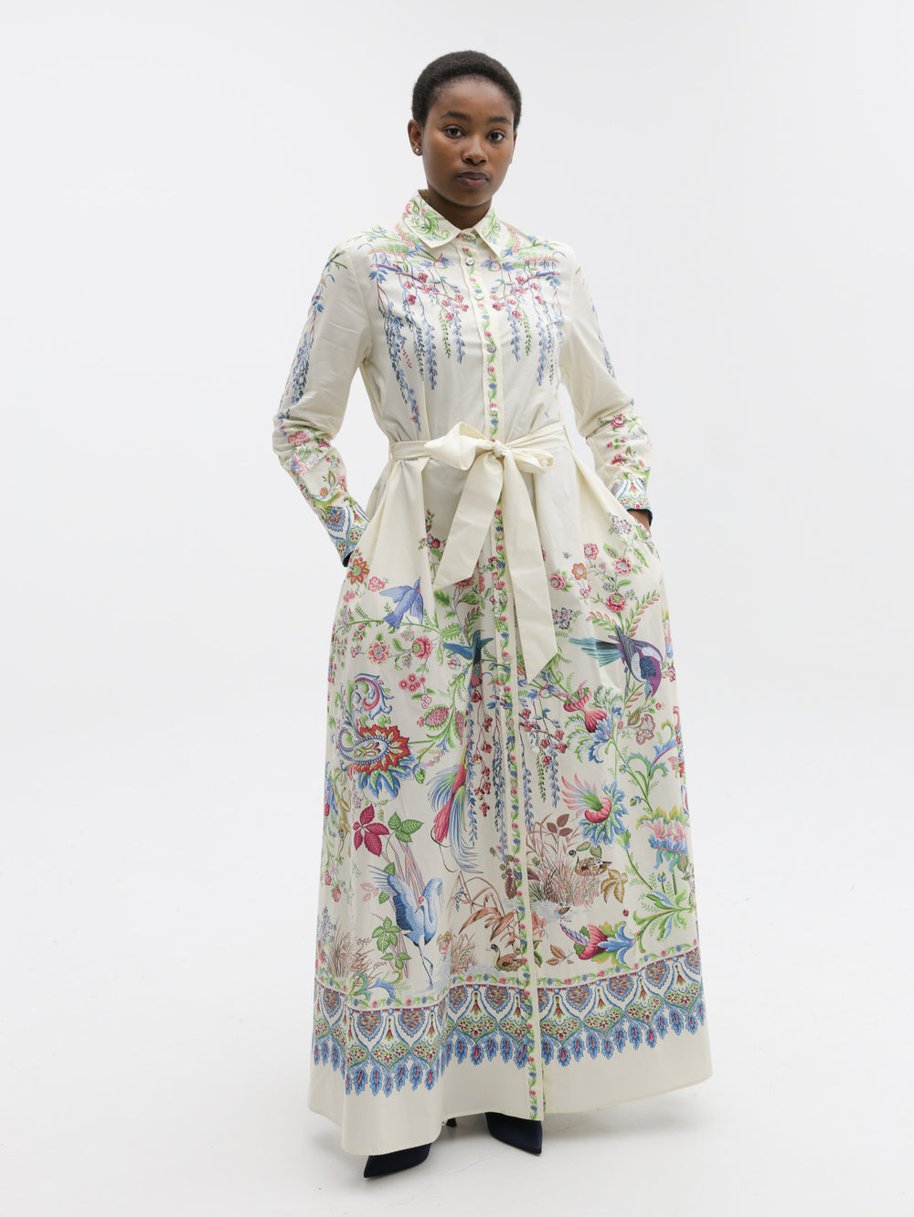 Etro Shirt Dress With Belt Maxi Multi