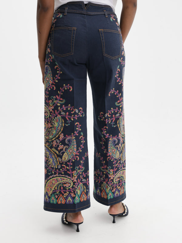 Etro Jeans Wide Leg High-Waisted  Multi