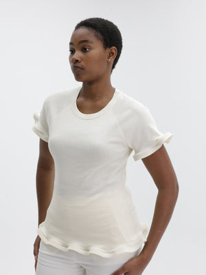 Stella Mccartney T-Shirt Frilled Hem Rib Cream