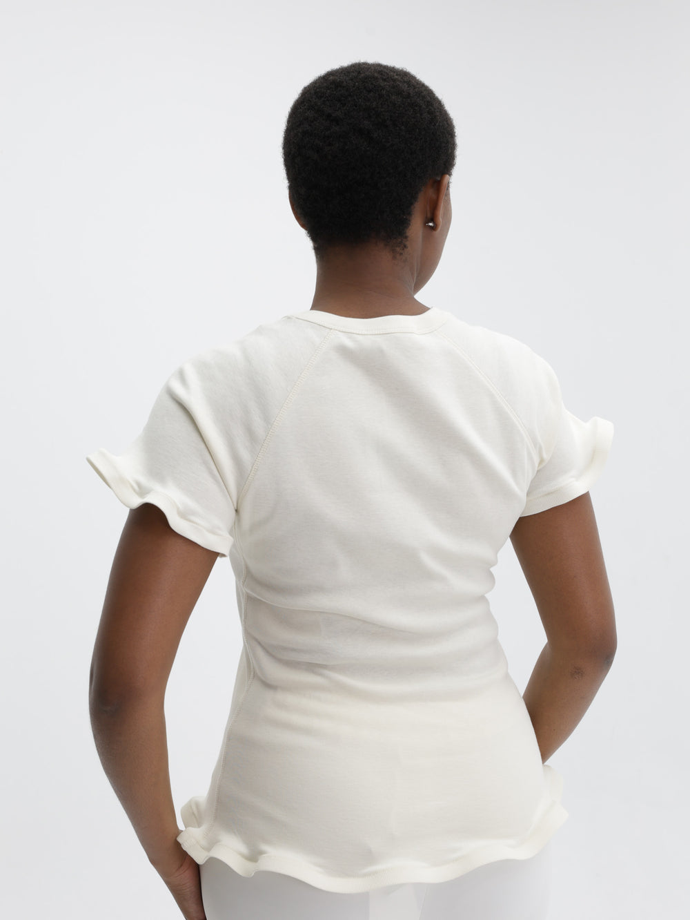 Stella Mccartney T-Shirt Frilled Hem Rib Cream