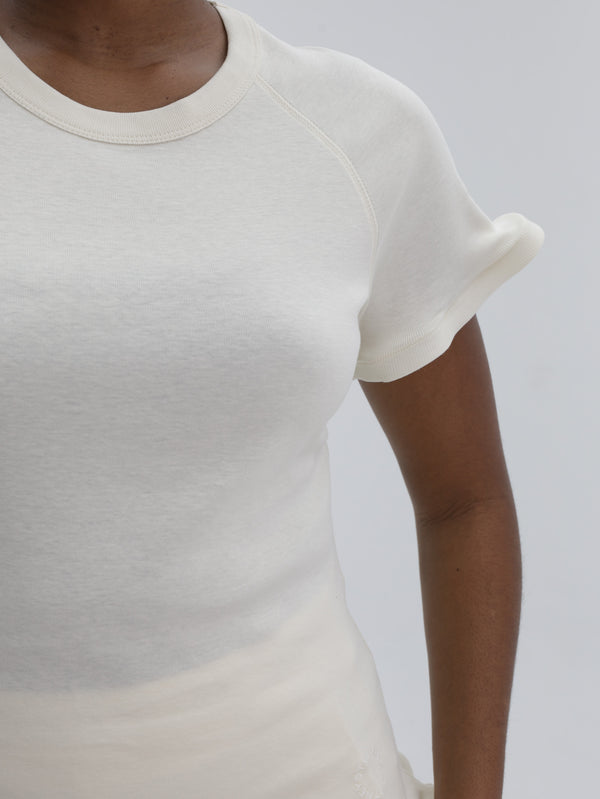 Stella Mccartney T-Shirt Frilled Hem Rib Cream
