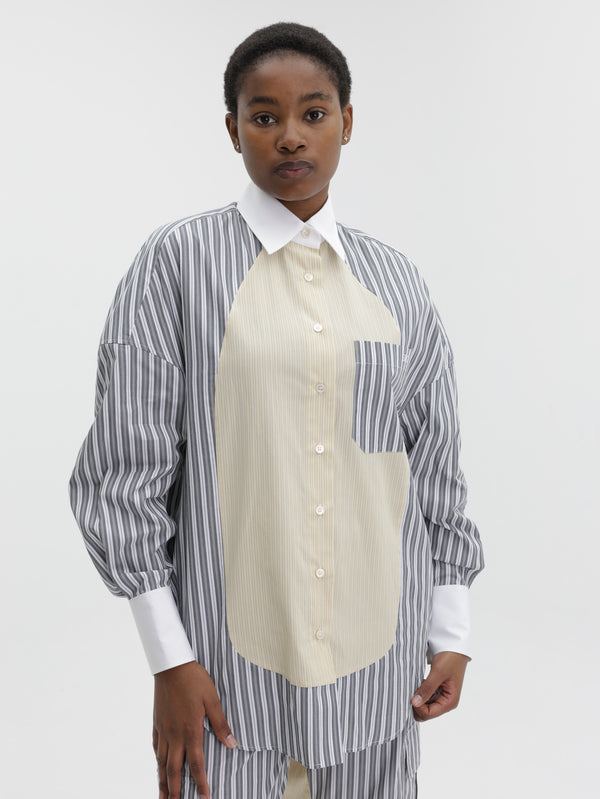 Stella Mccartney Shirt Cotton Mixed Stripe Grey/White