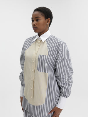 Stella Mccartney Shirt Cotton Mixed Stripe Grey/White