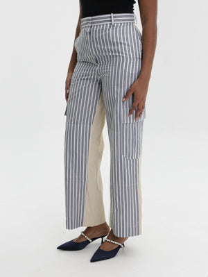 Stella Mccartney Pants Cotton Mixed Stripe Grey/White