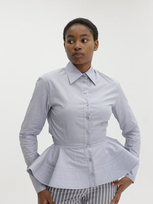 Stella Mccartney Shirt Chambray Peplum Blue/Grey