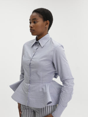 Stella Mccartney Shirt Chambray Peplum Blue/Grey