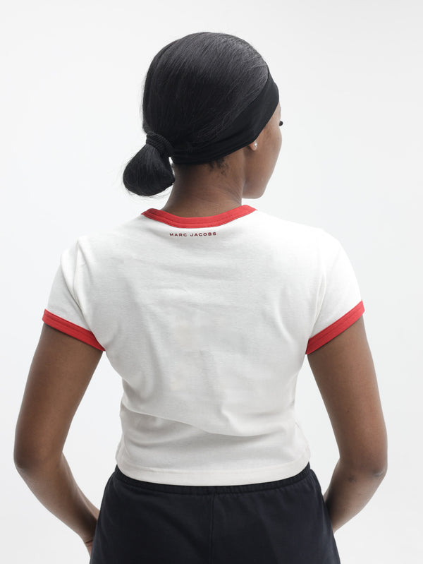 Marc Jacobs T-Shirt Pop J  Ringer Baby Tee White Multi