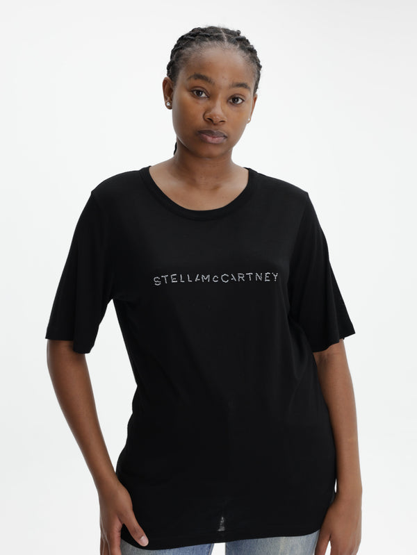 Stella Mccartney T-Shirt Beads Logo Black