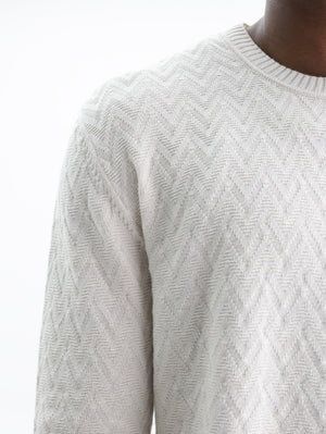 Missoni Crew-Neck Sweater Tone-On-Tone Zigzag Pattern Beige