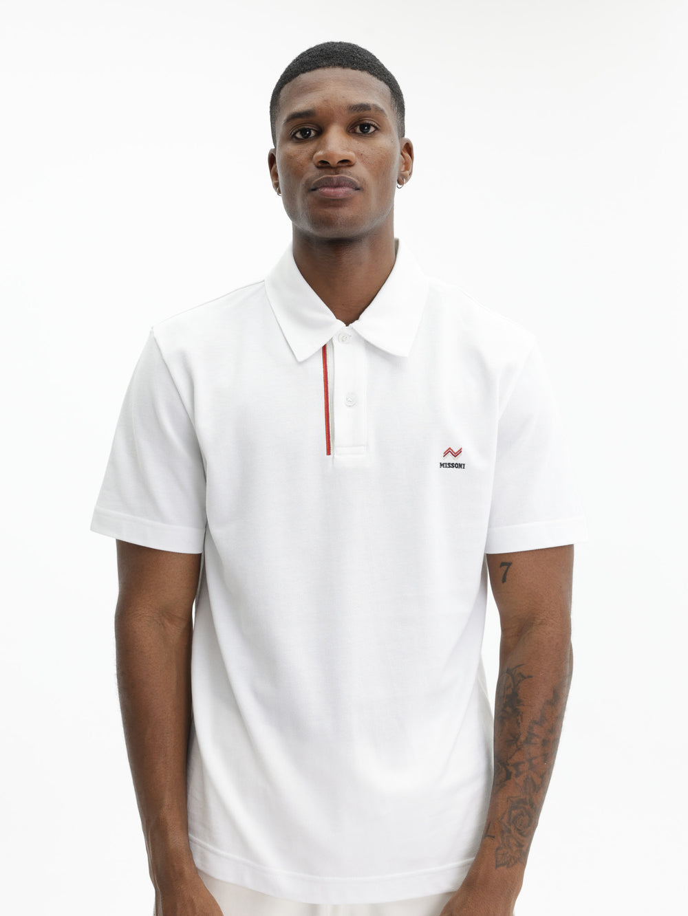 Missoni Pique Polo With Zigzag Embroidery White
