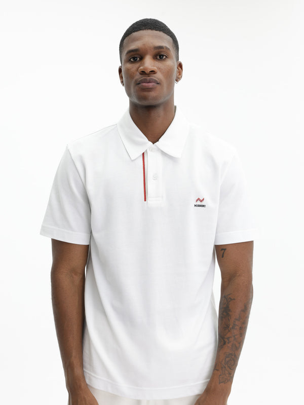 Missoni Pique Polo With Zigzag Embroidery White