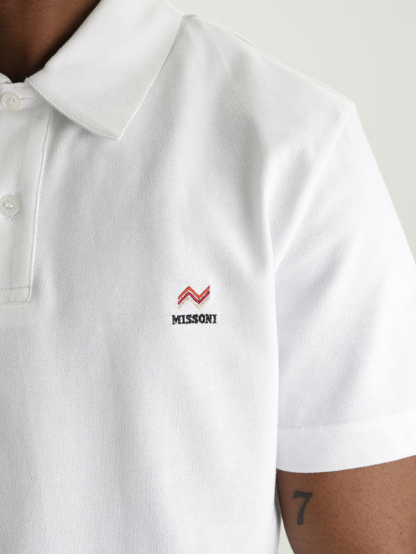 Missoni Pique Polo With Zigzag Embroidery White
