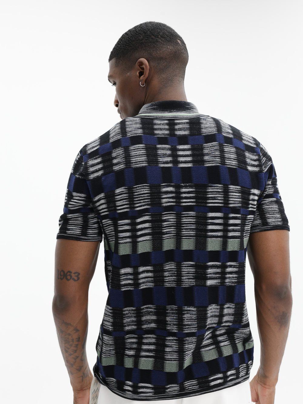 Missoni Cotton & Viscose Polo With Check Pattern Blue/Black