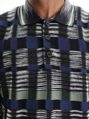 Missoni Cotton & Viscose Polo With Check Pattern Blue/Black