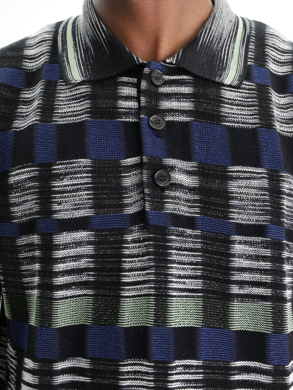 Missoni Cotton & Viscose Polo With Check Pattern Blue/Black