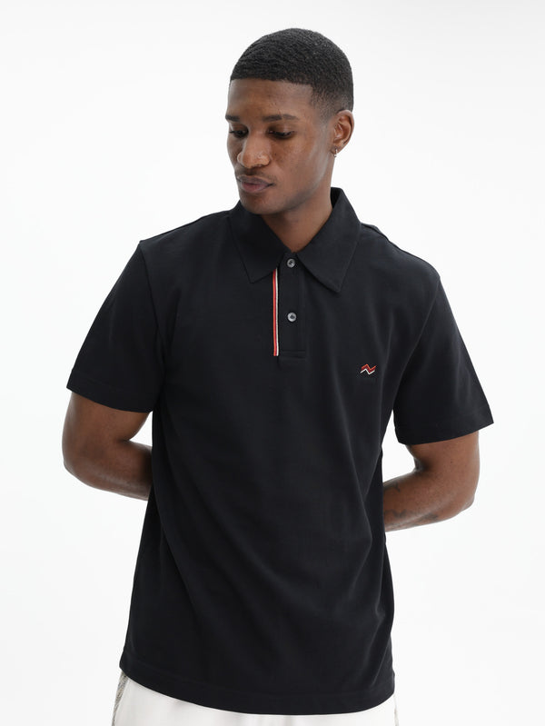 Missoni Pique Polo With Zigzag Embroidery Blue