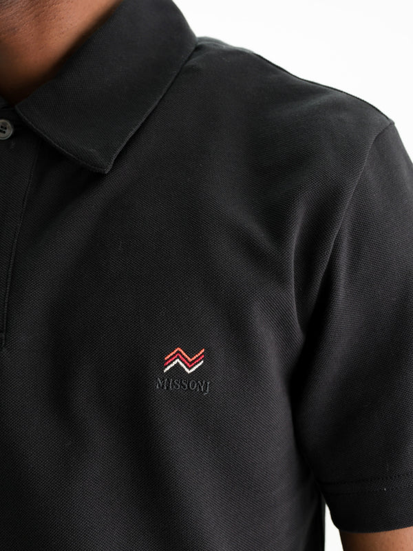 Missoni Pique Polo With Zigzag Embroidery Blue