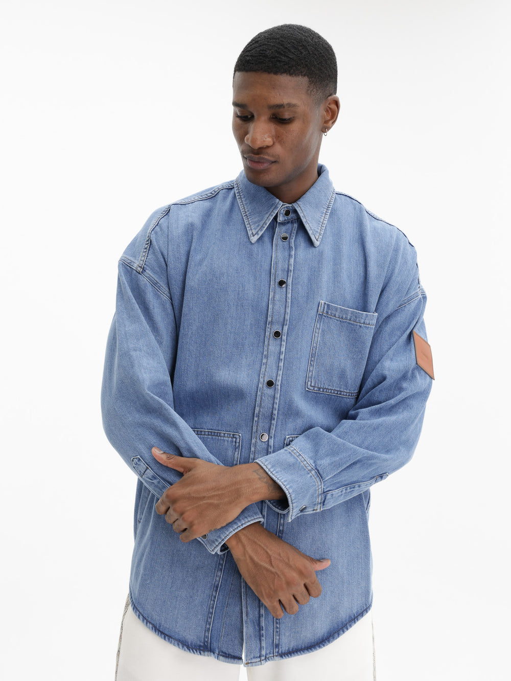 Missoni Denim Overshirt With Logo Patch Dark Wash