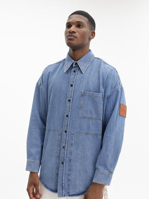 Missoni Denim Overshirt With Logo Patch Dark Wash