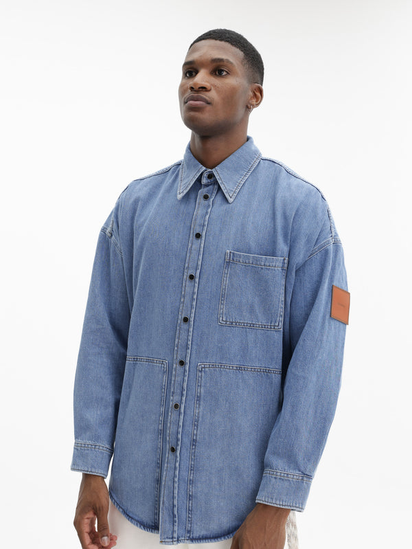 Missoni Denim Overshirt With Logo Patch Dark Wash