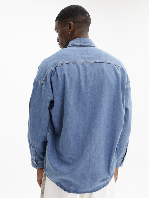 Missoni Denim Overshirt With Logo Patch Dark Wash