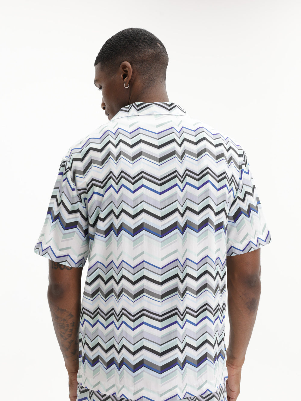 Missoni Bowling Shirt With Zigzag Print Light Blue