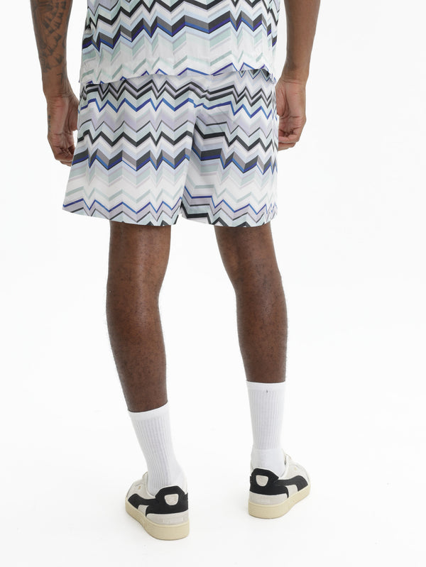 Missoni Long Swimshort With Irregular Zigzag Print Blue
