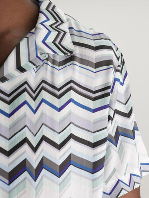 Missoni Bowling Shirt With Zigzag Print Light Blue