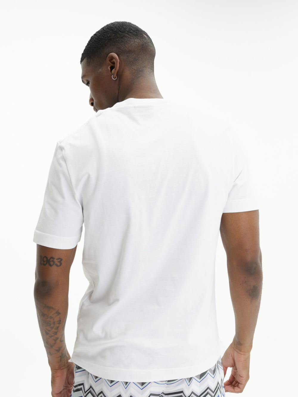 Missoni Crew-Neck T-Shirt With Irregular Zigzag Print White/Grey