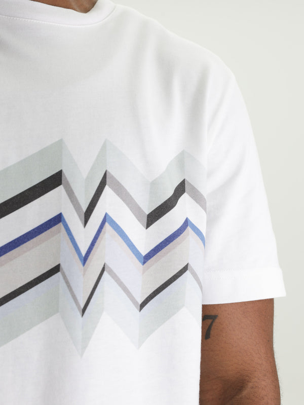 Missoni Crew-Neck T-Shirt With Irregular Zigzag Print White/Grey