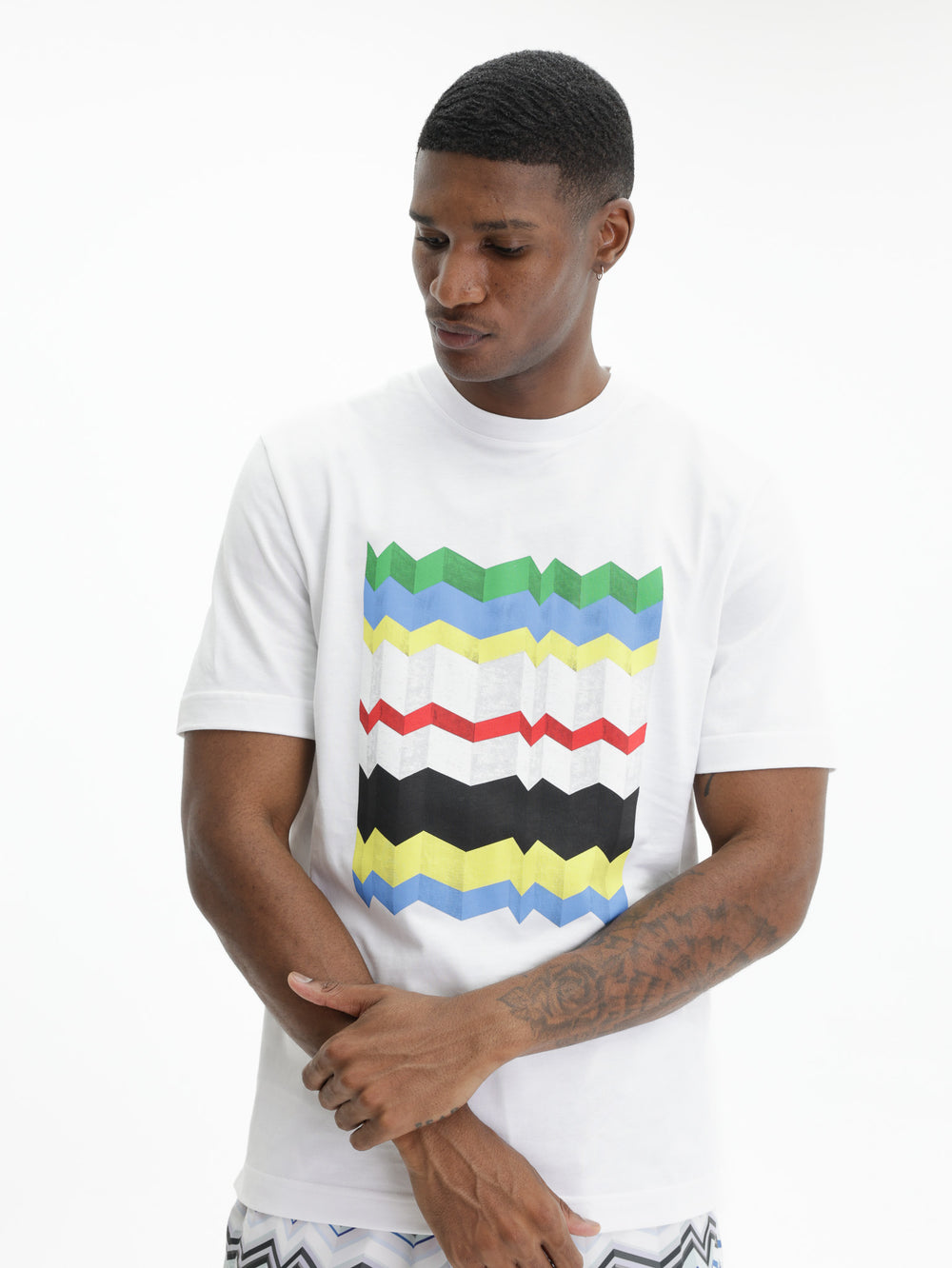 Missoni Crew-Neck T-Shirt With Zigzag Print White