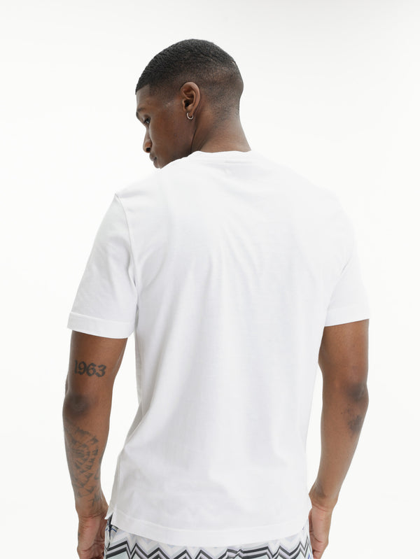 Missoni Crew-Neck T-Shirt With Wave Print And Logo White/Blue